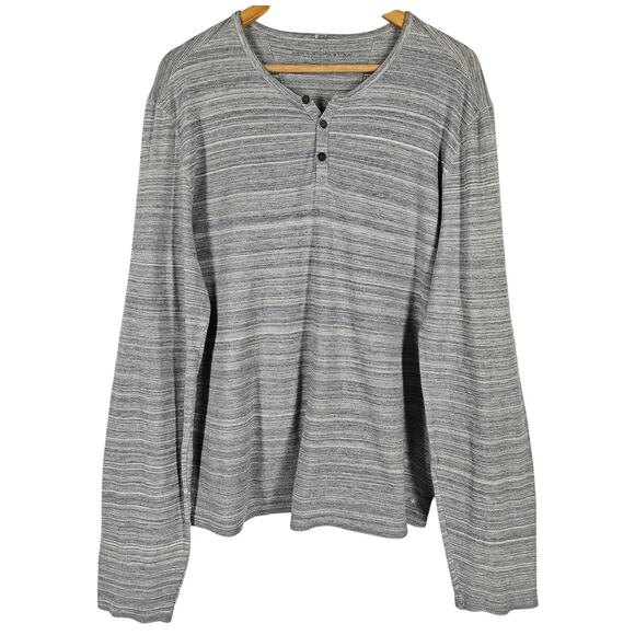 JOHN VARVATOS MEN'S GRAY STRIPED 1/4 BUTTON UP LONG SLEEVE SHIRT SIZE LARGE - Picture 1 of 11
